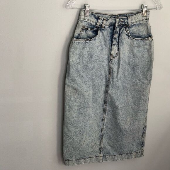 JORDACHE Vintage Acid Light Wash Denim Jean Pencil Skirt - Picture 10 of 14